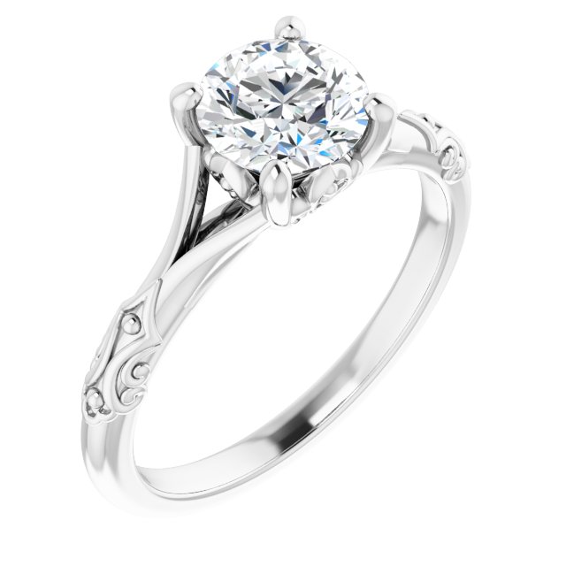 One Carat Brilliant Moissanite Vintage Ring