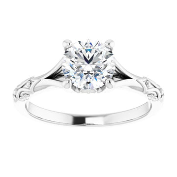 One Carat Brilliant Moissanite Vintage Ring