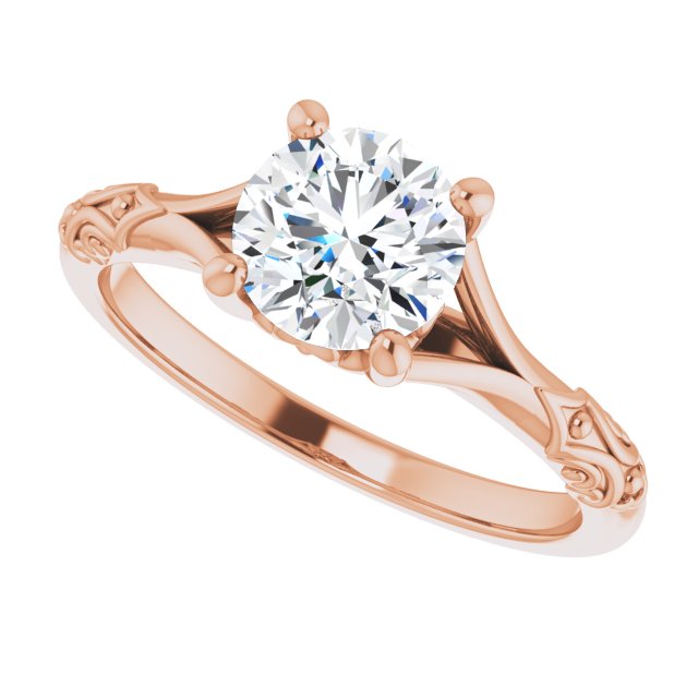 One Carat Brilliant Moissanite Vintage Ring