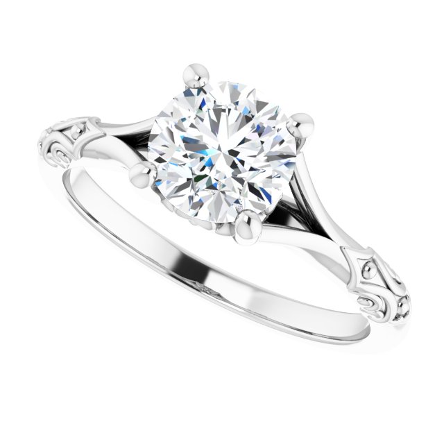 One Carat Brilliant Moissanite Vintage Ring