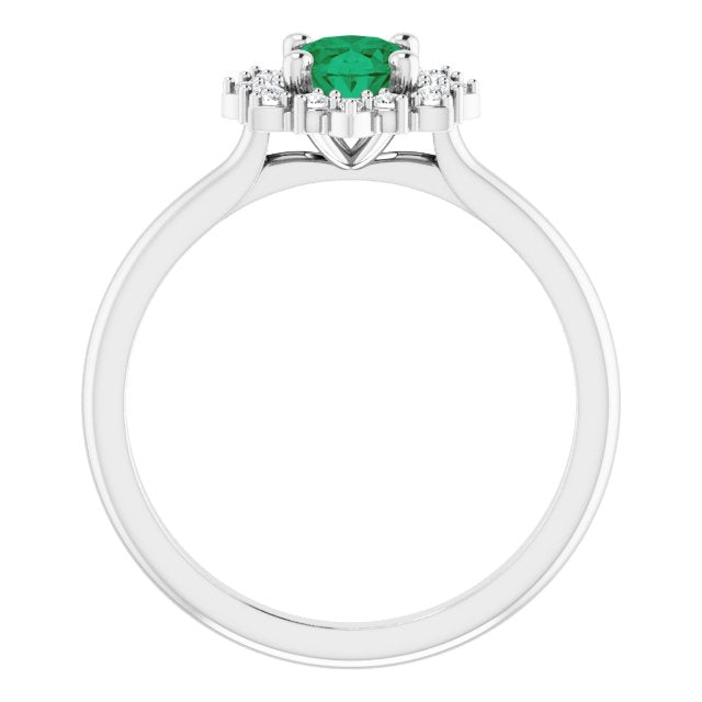 7 x 5mm Oval LG Emerald Ring with LG Diamond Halo