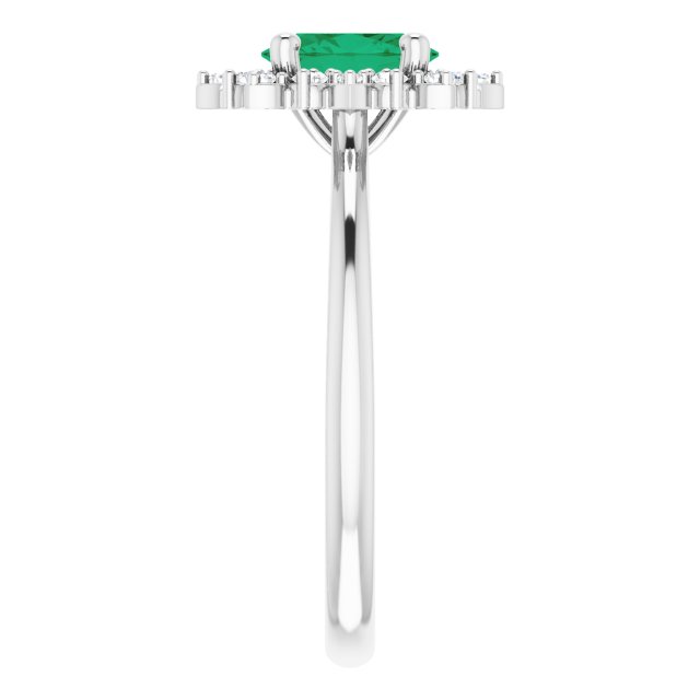 7 x 5mm Oval LG Emerald Ring with LG Diamond Halo
