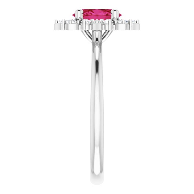 7 x 5mm Oval  LG Ruby Ring with LG Diamond Halo