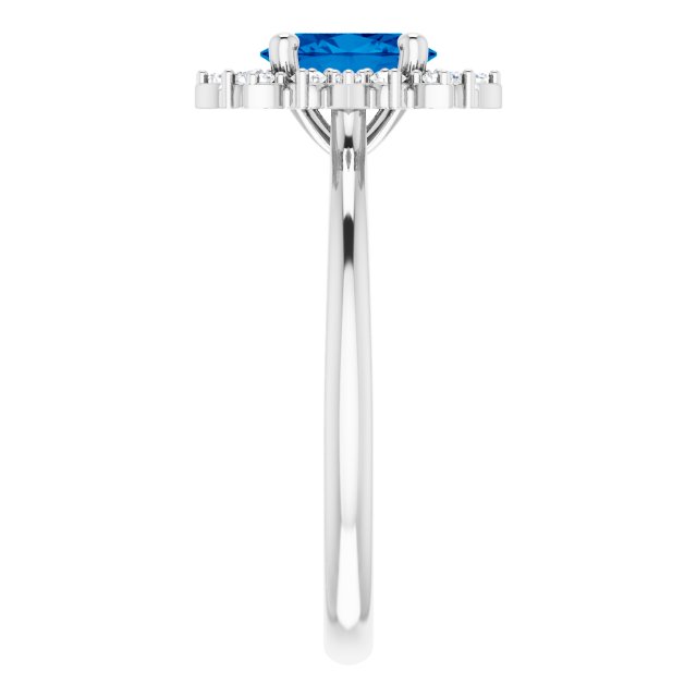 7 x 5mm Oval LG Sapphire Ring with LG Diamond Halo