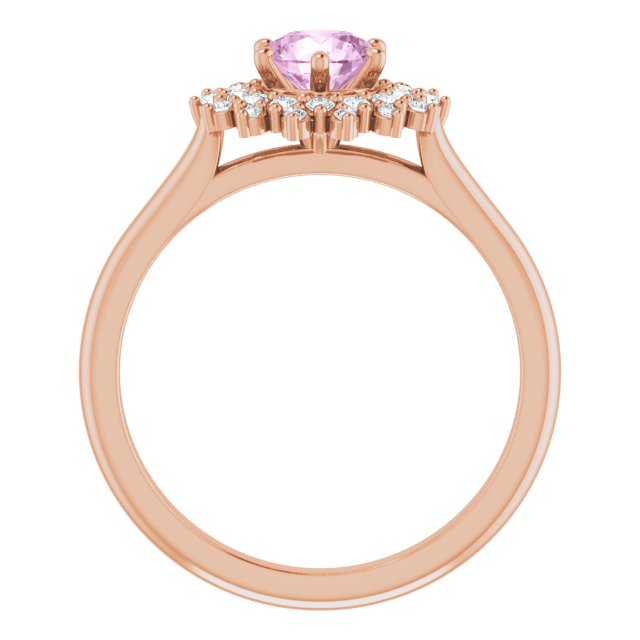 Light Pink LG Sapphire & LG Diamond Double Halo Ring