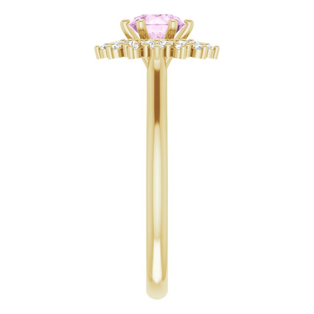 Light Pink LG Sapphire & LG Diamond Double Halo Ring