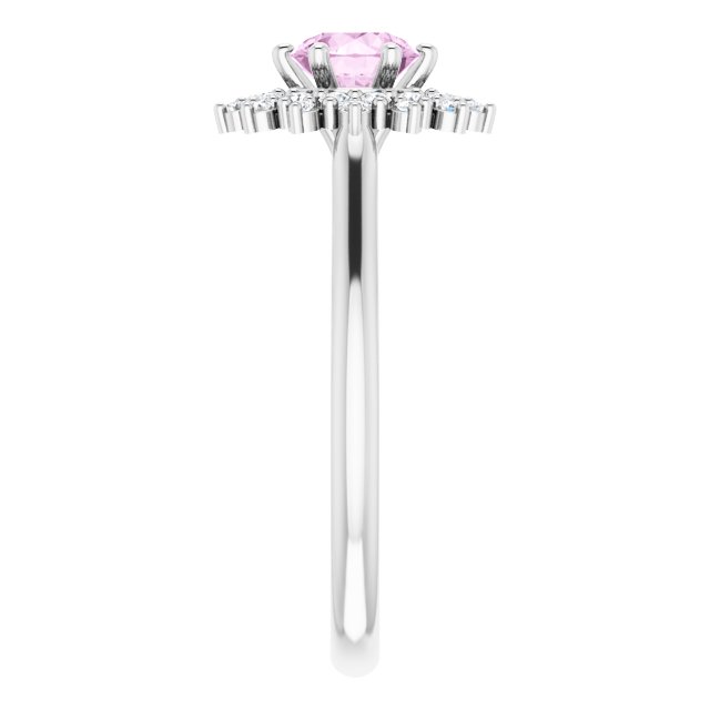 Light Pink LG Sapphire & LG Diamond Double Halo Ring