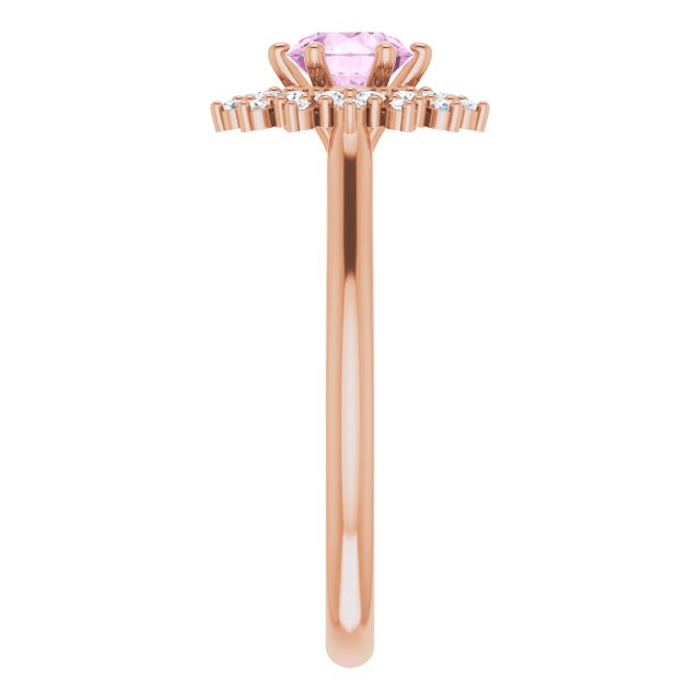 Light Pink LG Sapphire & LG Diamond Double Halo Ring