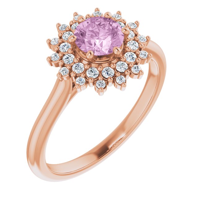 Light Pink LG Sapphire & LG Diamond Double Halo Ring