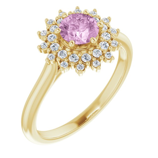 Light Pink LG Sapphire & LG Diamond Double Halo Ring