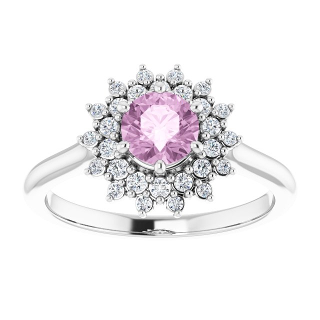 Light Pink LG Sapphire & LG Diamond Double Halo Ring