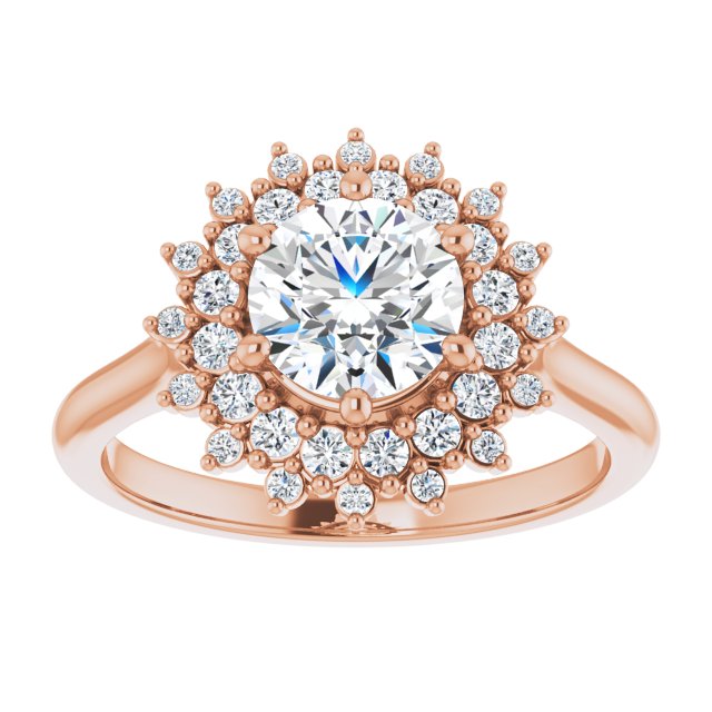 One Carat Moissanite & LG Diamond Double Halo Ring
