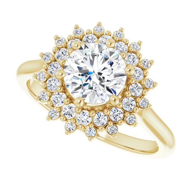 One Carat Moissanite & LG Diamond Double Halo Ring