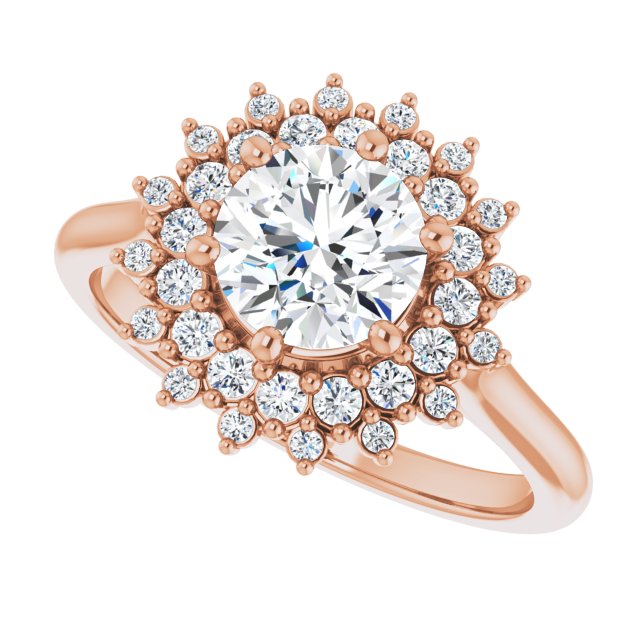 One Carat Moissanite & LG Diamond Double Halo Ring