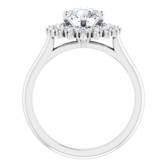 One Carat Moissanite & LG Diamond Double Halo Ring
