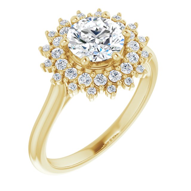 One Carat Moissanite & LG Diamond Double Halo Ring