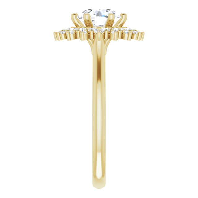 One Carat Moissanite & LG Diamond Double Halo Ring