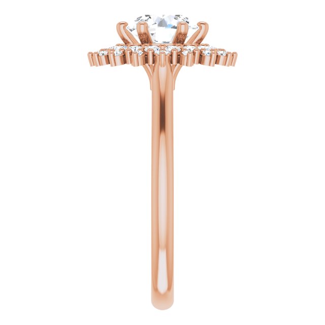 One Carat Moissanite & LG Diamond Double Halo Ring