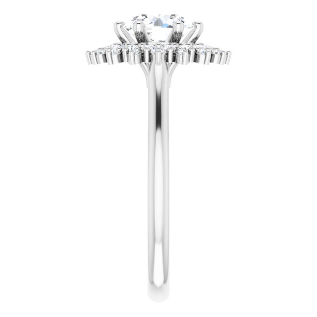 One Carat Moissanite & LG Diamond Double Halo Ring