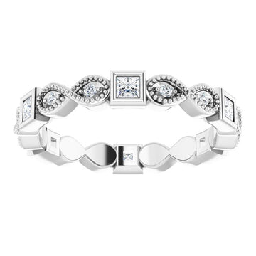 Vintage Princess Cut Moissanite Eternity Ring