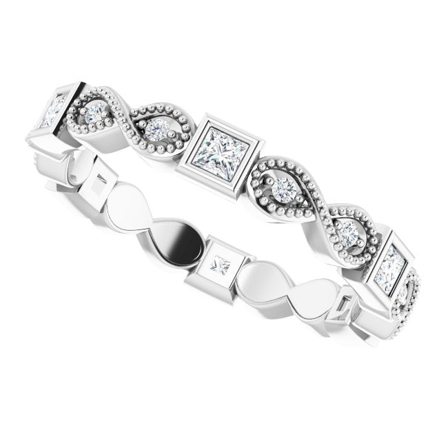 Vintage Princess Cut Moissanite Eternity Ring