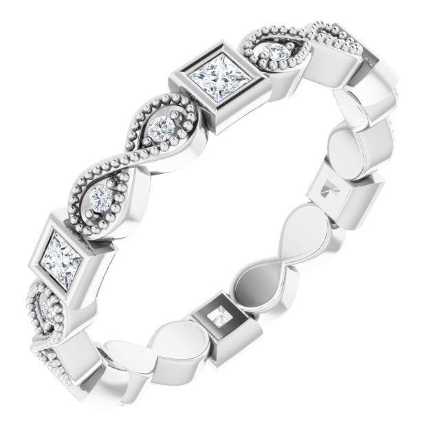 Vintage Princess Cut Moissanite Eternity Ring