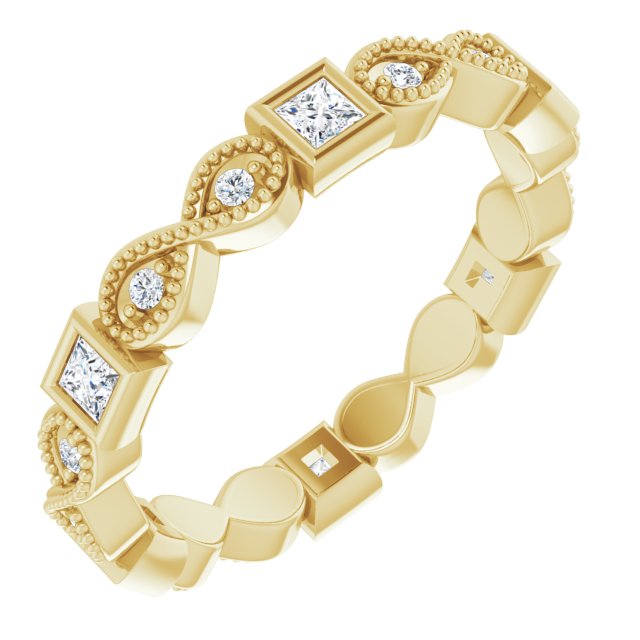 Vintage Princess Cut Moissanite Eternity Ring