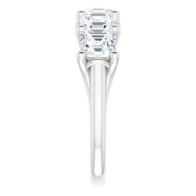 Three and 3/4ct Vintage Five Stone Asscher Moissanite Anniversary Ring