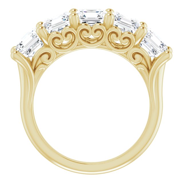 Three and 3/4ct Vintage Five Stone Asscher Moissanite Anniversary Ring