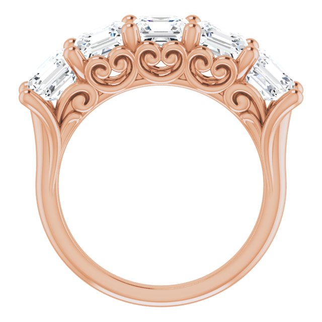 Three and 3/4ct Vintage Five Stone Asscher Moissanite Anniversary Ring