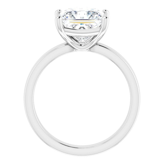 Three Carat Princess Cut Moissanite Solitaire Ring with sleek and modern solid band