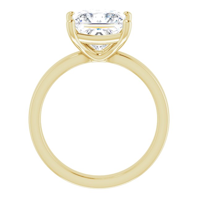 Three Carat Princess Cut Moissanite Solitaire Ring with sleek and modern solid band