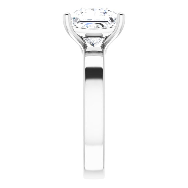 Three Carat Princess Cut Moissanite Solitaire Ring with sleek and modern solid band