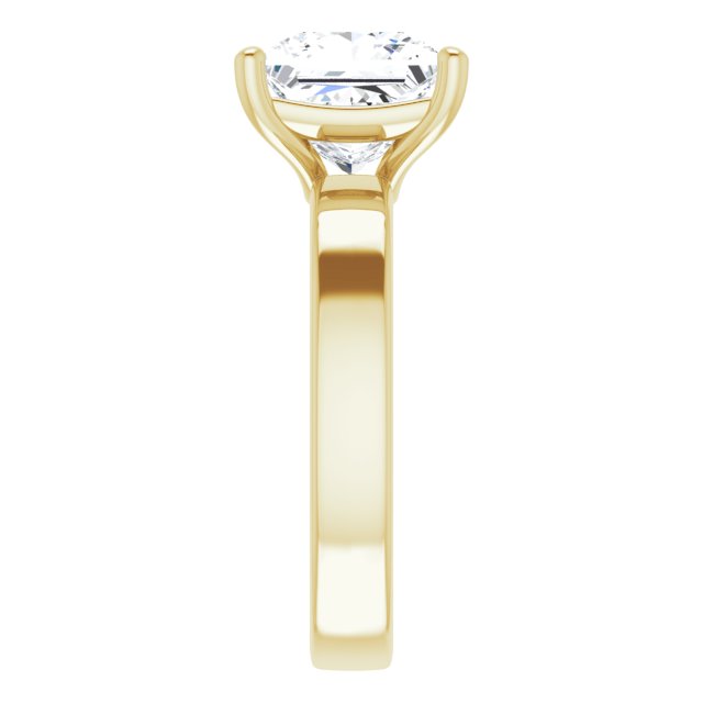 Three Carat Princess Cut Moissanite Solitaire Ring with sleek and modern solid band
