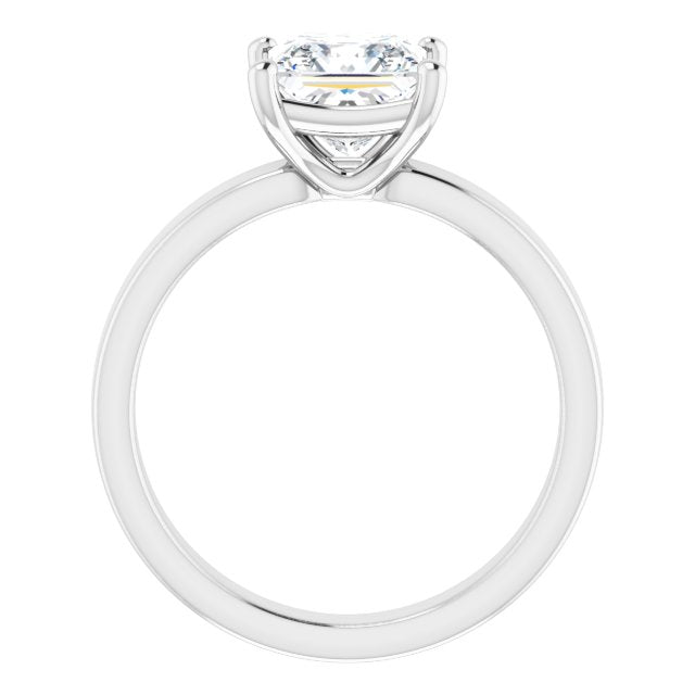 1.50ct Princess Cut Moissanite Solitaire Ring with sleek and modern solid band