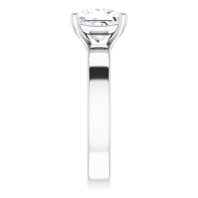 1.50ct Princess Cut Moissanite Solitaire Ring with sleek and modern solid band