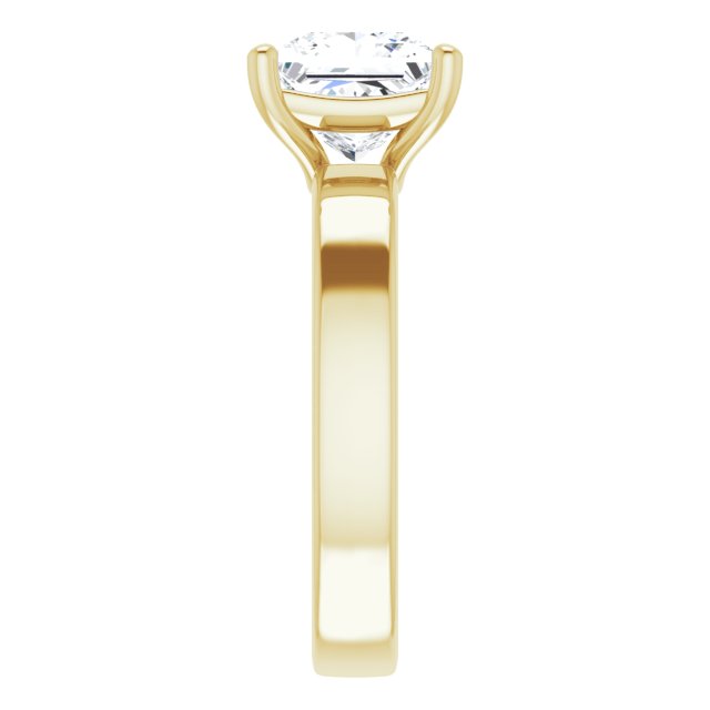 Two Carat Princess Cut Moissanite Solitaire Ring with sleek and modern solid band