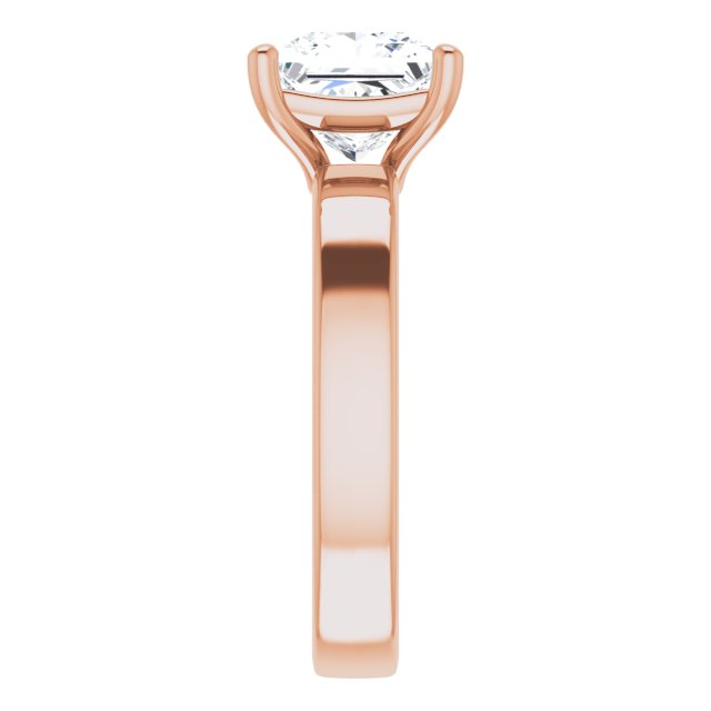 Two Carat Princess Cut Moissanite Solitaire Ring with sleek and modern solid band