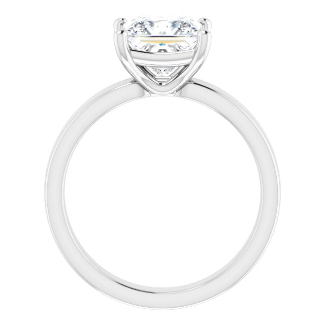 Two Carat Princess Cut Moissanite Solitaire Ring with sleek and modern solid band