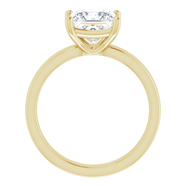 Two Carat Princess Cut Moissanite Solitaire Ring with sleek and modern solid band