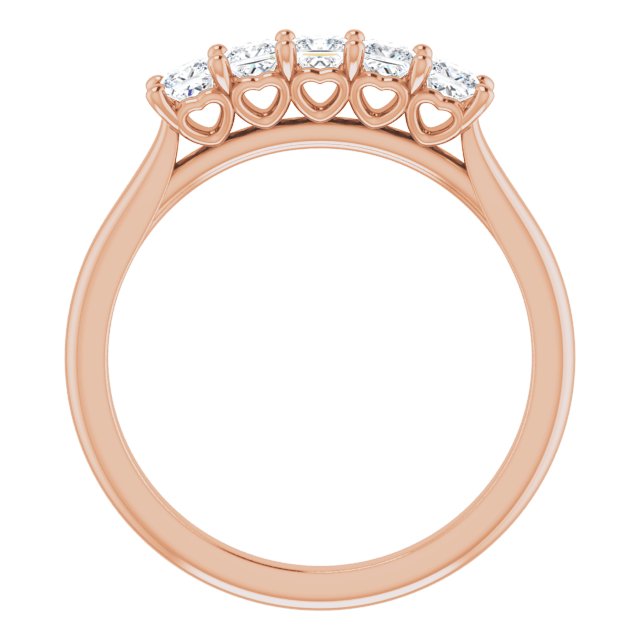 Half Carat Five Stone Princess Cut Moissanite Anniversary Ring