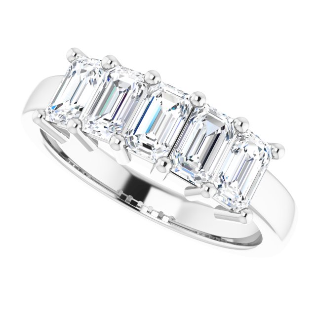 Five Stone 1.75ct Emerald Moissanite Anniversary Ring