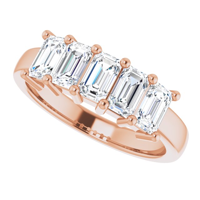 Five Stone 1.75ct Emerald Moissanite Anniversary Ring