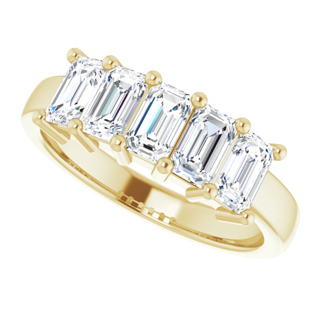 Five Stone 1.75ct Emerald Moissanite Anniversary Ring