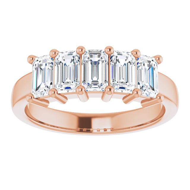 Five Stone 1.75ct Emerald Moissanite Anniversary Ring