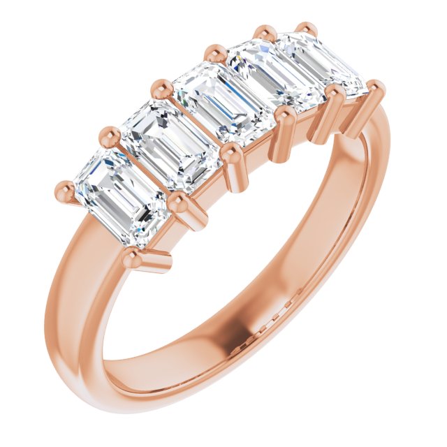 Five Stone 1.75ct Emerald Moissanite Anniversary Ring