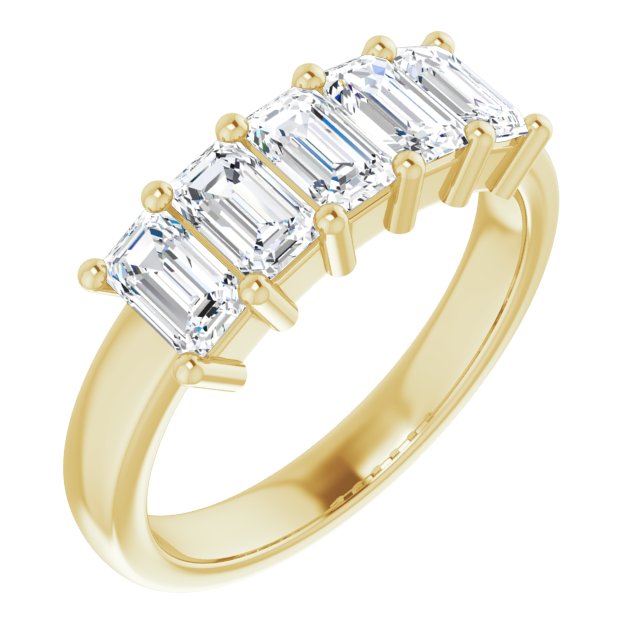 Five Stone 1.75ct Emerald Moissanite Anniversary Ring