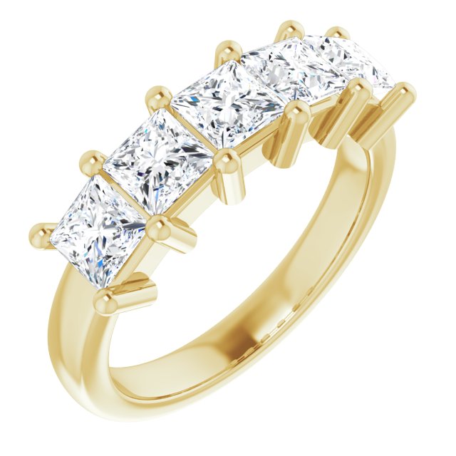 Five Stone 1.62ct Princess Cut Moissanite Anniversary Ring