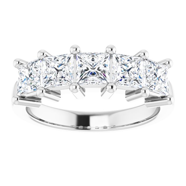 Five Stone 1.62ct Princess Cut Moissanite Anniversary Ring