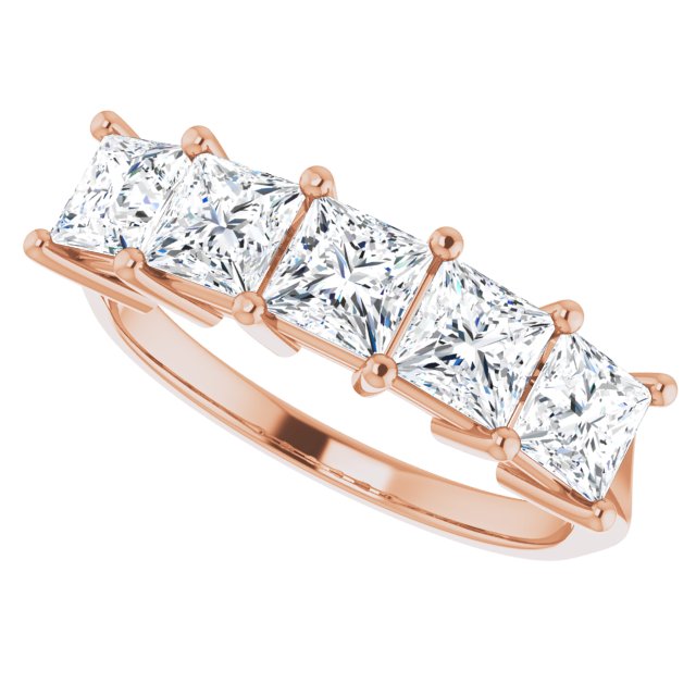 1.62ct Five Stone Princess Cut Moissanite Anniversary Ring